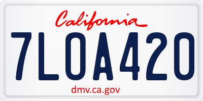 CA license plate 7LOA420