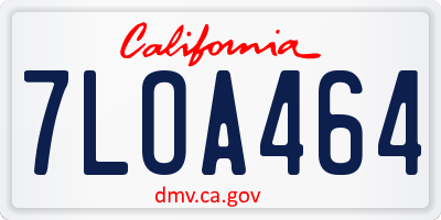 CA license plate 7LOA464