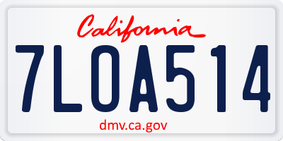 CA license plate 7LOA514