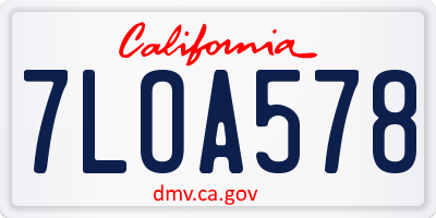 CA license plate 7LOA578
