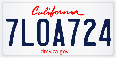 CA license plate 7LOA724