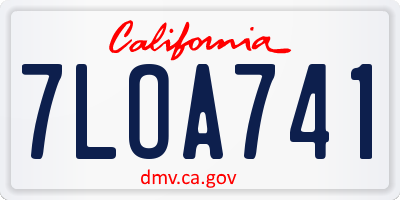 CA license plate 7LOA741