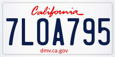 CA license plate 7LOA795