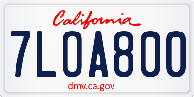 CA license plate 7LOA800