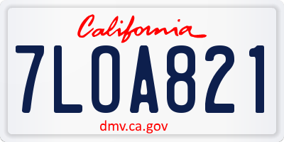 CA license plate 7LOA821