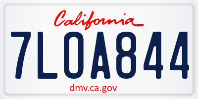 CA license plate 7LOA844