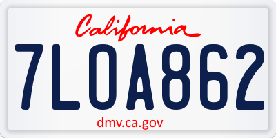 CA license plate 7LOA862