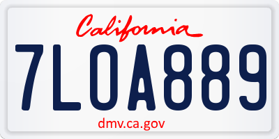 CA license plate 7LOA889