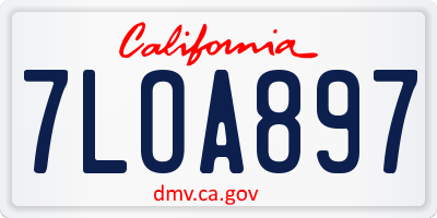 CA license plate 7LOA897
