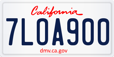 CA license plate 7LOA900