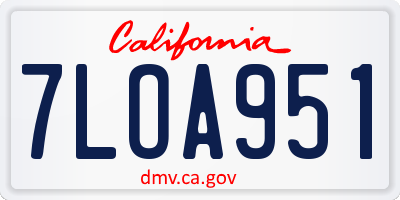 CA license plate 7LOA951