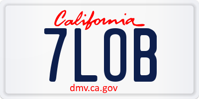 CA license plate 7LOB