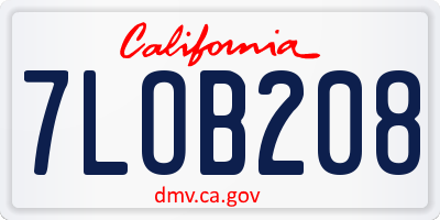 CA license plate 7LOB208