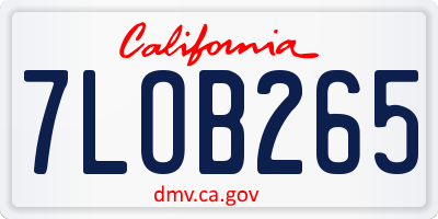 CA license plate 7LOB265