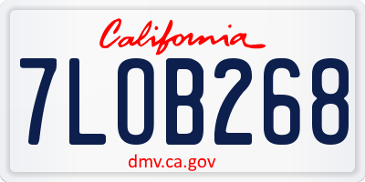 CA license plate 7LOB268