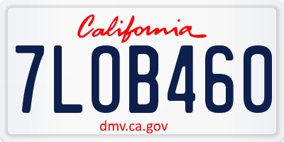 CA license plate 7LOB460