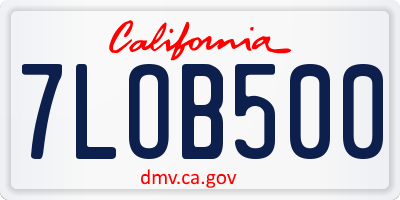 CA license plate 7LOB500