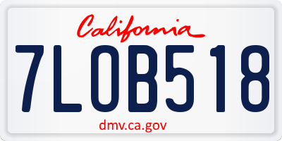 CA license plate 7LOB518