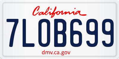 CA license plate 7LOB699