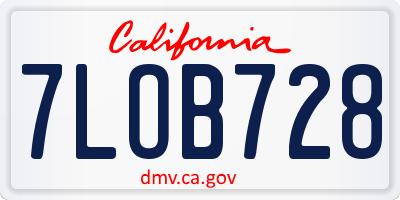 CA license plate 7LOB728