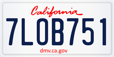 CA license plate 7LOB751