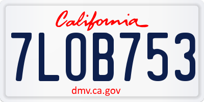 CA license plate 7LOB753