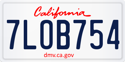 CA license plate 7LOB754