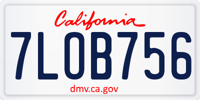 CA license plate 7LOB756