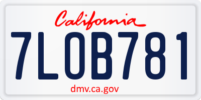 CA license plate 7LOB781