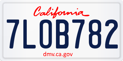 CA license plate 7LOB782