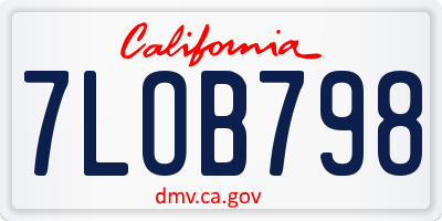 CA license plate 7LOB798