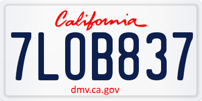 CA license plate 7LOB837