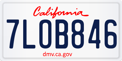 CA license plate 7LOB846