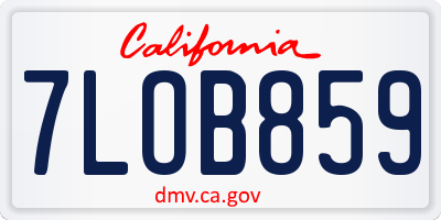 CA license plate 7LOB859