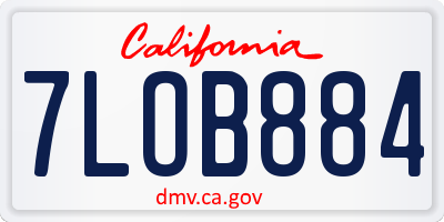 CA license plate 7LOB884