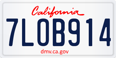 CA license plate 7LOB914