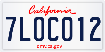 CA license plate 7LOC012