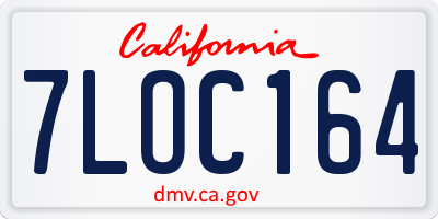 CA license plate 7LOC164