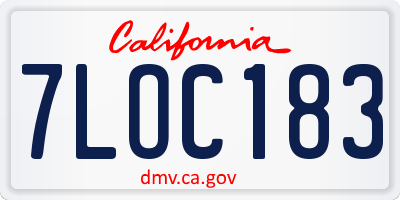 CA license plate 7LOC183
