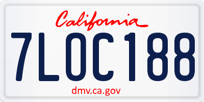 CA license plate 7LOC188