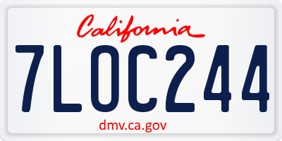 CA license plate 7LOC244