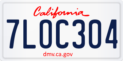 CA license plate 7LOC304