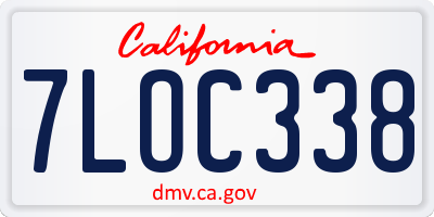 CA license plate 7LOC338