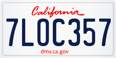 CA license plate 7LOC357