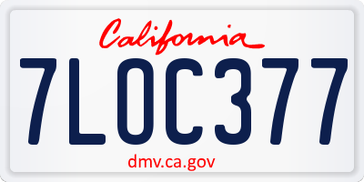 CA license plate 7LOC377