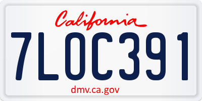 CA license plate 7LOC391