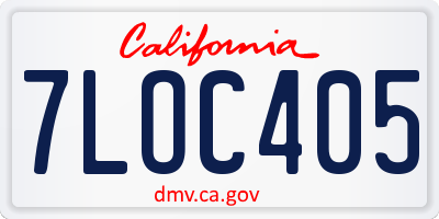 CA license plate 7LOC405