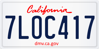 CA license plate 7LOC417