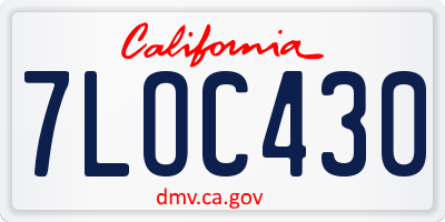 CA license plate 7LOC430