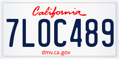 CA license plate 7LOC489